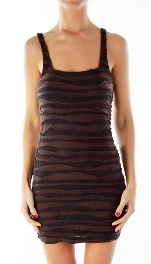 free people bandage mini brown black dress thumbnail 1