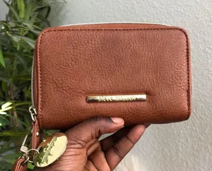 Steve madden brown leather wallet wristlet cardholder bag purse. Measurement in pics thumbnail 1