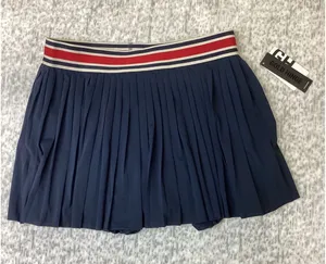 Gold Hinge Navy Pleated Tennis Skirt Red White Striped Waistband L GH120-410 thumbnail 1