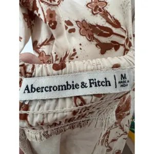 Abercrombie‎ & Fitch Floral Puff Sleeve Slim Poplin Midi Dress Cream Rust Medium thumbnail 7
