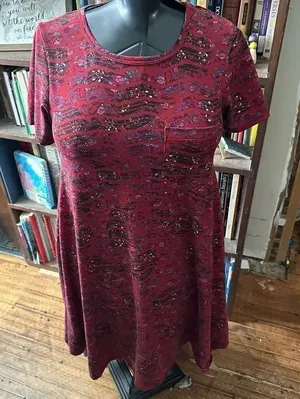 Lularoe red floral high low swing loungewear XXS dress thumbnail 1