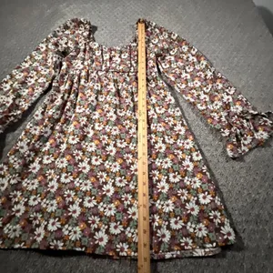 Hollister Floral Mini Dress Womens‎ Small Brown Smocked Back Long Sleeve Ruffle thumbnail 8