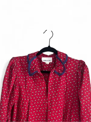 Samantha Vintage Wine Red Blue Paisley Midi Dress Women’s Size Small thumbnail 3