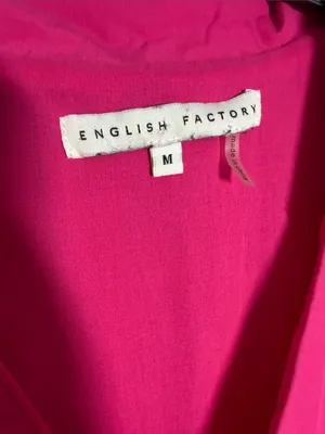 English Factory Hot Pink Puff Sleeve Collared Midi Dress Medium thumbnail 5