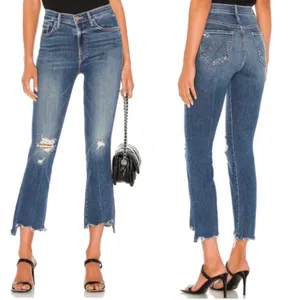 MOTHER The Insider Crop Step Chew Denim Jeans Blue Size 26 thumbnail 2