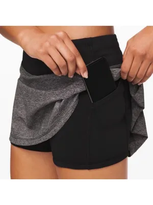 Lululemon Pace Rival Skirt Skort Grey Black thumbnail 2