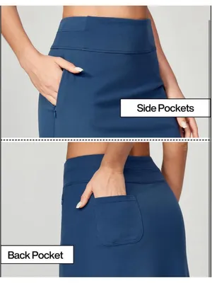 NEW Blue Heathyoga Knee Length Skorts Golf Skirt Pockets Zipper S 20” thumbnail 7