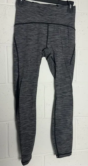 Lululemon Space Dye Mesh Panel High Rise Leggings Black White Striped Sz 6 thumbnail 1