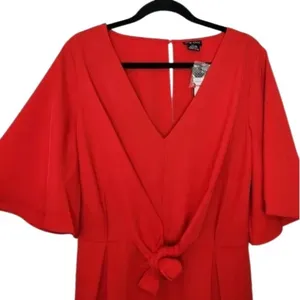NWT Womens Plus Size 18 City Chic Red Knot Front Deep V Batwing Sleeve Dress NEW thumbnail 6