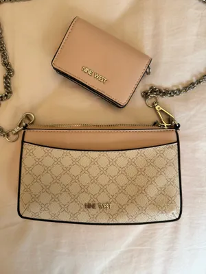 Nine West Pink and White Purse + Wallet thumbnail 1