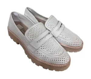 Dolce Vita Loafers 9 Malila Ivory Perforated Leather Lug Sole Penny Shoes thumbnail 1