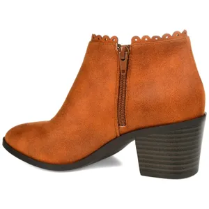 Journee Collection Womens Booties Size 8 Rust Orange Tessa Inside Zip Stacked Heel Almond thumbnail 7