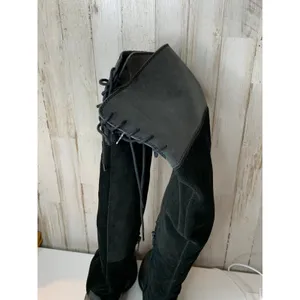 Lucky Brand Riding Boots Womens Size 6 Black Knee High Side Zip Block Heel thumbnail 5