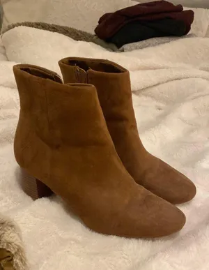 Brown Heeled Booties Size 9 thumbnail 1