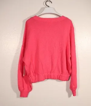 NWT V Neck Sweater in Pink Magenta thumbnail 2