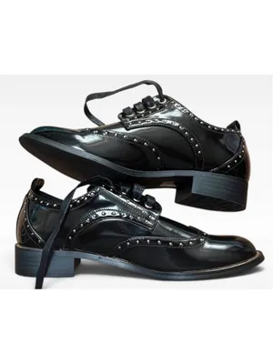 🔥 MIDNIGHT VELVET Studded Patent Wingtip Oxfords 7M Major Whimsygoth Vibes 🔥 thumbnail 3