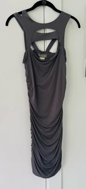 VTG Y2K Baby Phat grey ruche mini dress size medium Kimora lee Simmons thumbnail 1