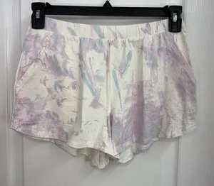 NEW Stars Above purple white pull on pocket‎ cotton stretch pajama shorts lounge thumbnail 1