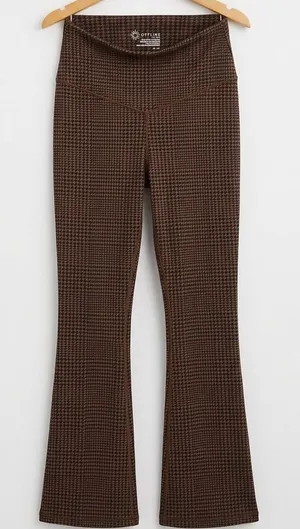aerie Brown Houndstooth Boot Cut Leggings thumbnail 1