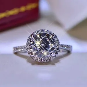 925 Halo Diamond Ring Engagement 1ct 925 All Sizes Lmk After You Pay Silver thumbnail 1