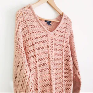 Pearl Wide Knit Oversized Fit Blush Sweater thumbnail 3