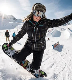 Burton Women’s Small - Y2K Snowboard Jacket Multicolor Plaid Grid Hooded thumbnail 1