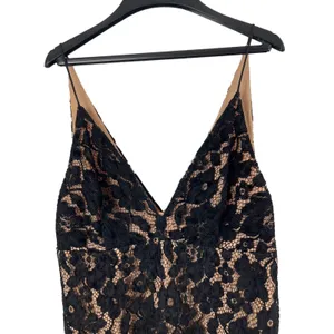 Free People Sleeveless Black Lace Tan Deep V-neck Mini Dress 8 NWT thumbnail 5