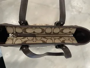 Coach Signature Shoulder Satchel Tote Bag Brown thumbnail 6