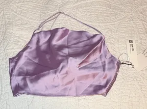 Zara lilac satin halter crop top thumbnail 1