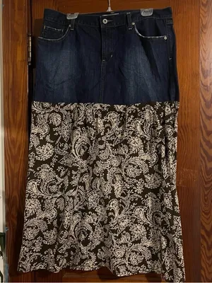 Y2K Denim & Paisley Patchwork Maxi Skirt | Boho Cottagecore Western Festival thumbnail 1