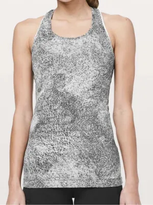 Lululemon Women Luon Spray Jacquard White Black CRB Cool Racerback II Tank 8 thumbnail 1