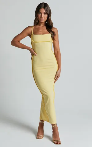 New Showpo ABEGAILLE Midi Dress Bodycon Dress In Lemon thumbnail 4