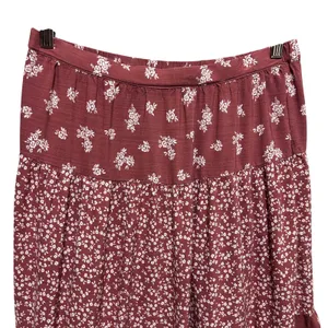 Prairie Floral Tiered Maxi Skirt M Mauve‎ Earthy Cottage Boho Western Festival thumbnail 4
