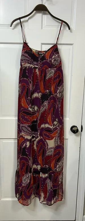 Apt. 9 Purple and Orange Paisley Spaghetti-Strap Maxi Dress thumbnail 1