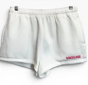 NWT White Fox Boutique With Love White Lounge Shorts Pink‎ Puff Logo XS thumbnail 1