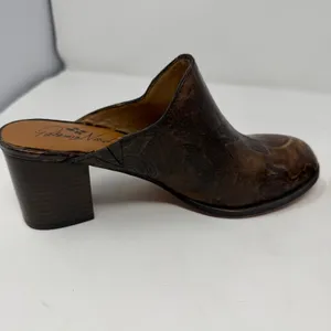 Patricia Nash Floral Tooled Leather Mules Brown Block Heel Women 7.5 thumbnail 13