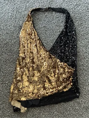 Zara Black and Gold Sequin Top thumbnail 1