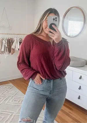 Pink Lily burgundy top thumbnail 1