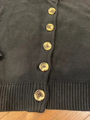 Quince Black 100% Cotton Button-Front Cropped Cardigan Size XL - C30-126 thumbnail 4