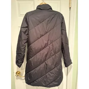 United Colors of Benetton Down Puffer Coat Women’s L‎ Black Y2K Gorpcore Long thumbnail 3