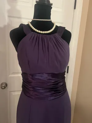 Formal purple bridesmaid evening dress thumbnail 2