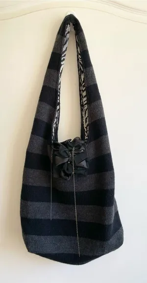 Alice + Olivia Y2K Knit Sweater Hobo Bag Striped Chains Avril Lavigne Punk thumbnail 1