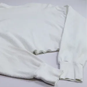 John Galt Nantucket Graphic Thermal Top‎ Women OS White Blue Cropped Waffle Knit thumbnail 9
