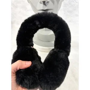 Aspen Womens Faux‎ Fur Earmuffs Black Plush Winter Ear Warmers Accessory thumbnail 5