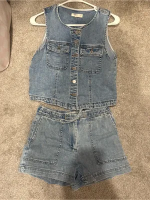 Denim Tank and Shorts Set Blue Size XS thumbnail 1