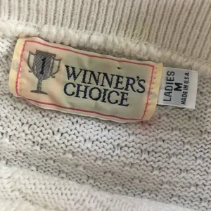 Vintage Embroidered Patchwork Cotton Sweater M White Size M thumbnail 7