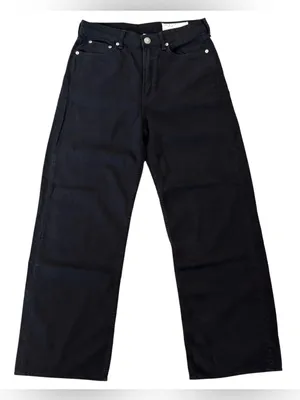 Rag & Bone Logan Wide Leg Jeans Black Organic Cotton Soft Relaxed Size 27 thumbnail 1