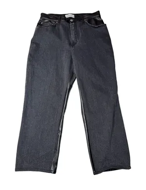 Abercrombie Curve Love Black Faux Leather Ankle Straight Jeans 31 12S thumbnail 1