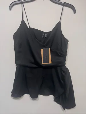 Vero Moda Black Strappy Wrap Top with a High-Low Hem. thumbnail 1