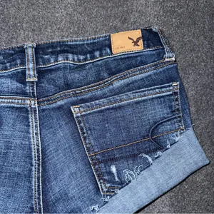 American Eagle Low Rise Micro Mini Distressed Jean Shorts Dark Denim Sz 6 y2k thumbnail 5